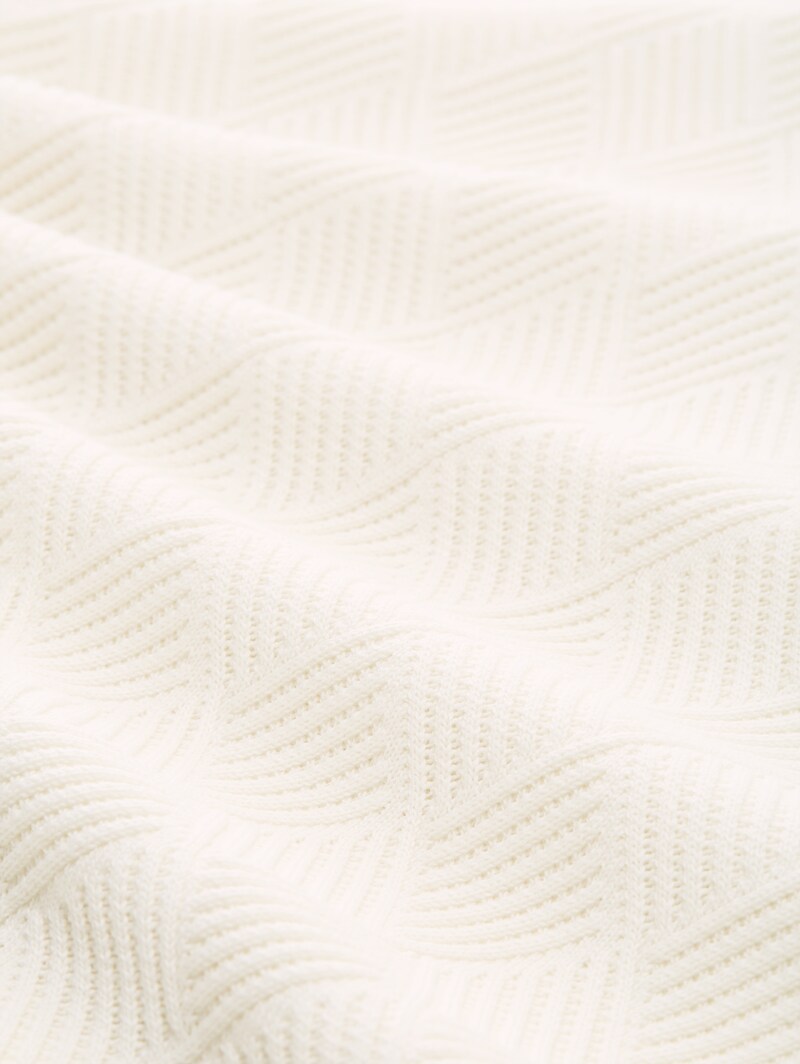 Tom Tailor Strickpullover mit Polokragen - Gardenia White