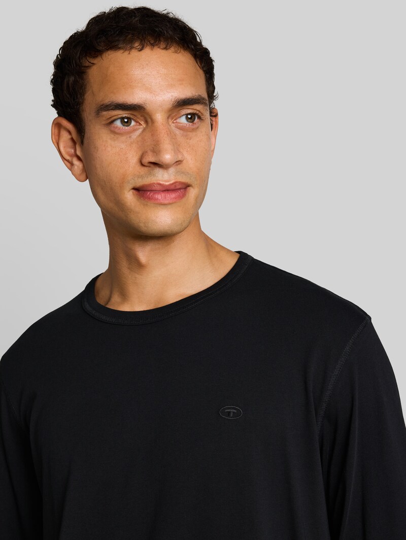 Tom Tailor Basic Langarmshirt aus Baumwolle - Black