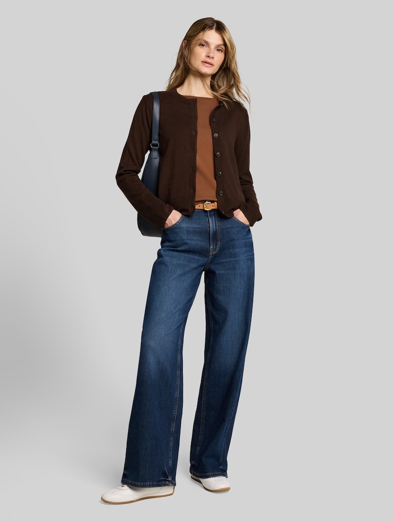 Tom Tailor Cardigan mit Kaschmir-Anteil - Java Dark Brown Melange