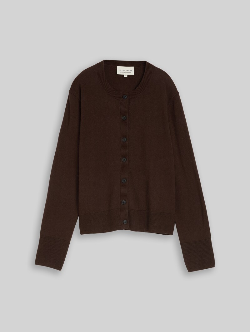 Tom Tailor Cardigan mit Kaschmir-Anteil - Java Dark Brown Melange