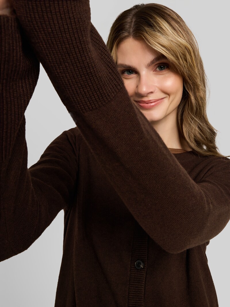 Tom Tailor Cardigan mit Kaschmir-Anteil - Java Dark Brown Melange