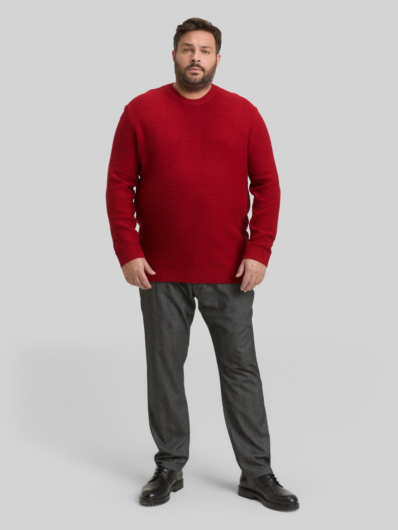 Tom Tailor Plus Size - Strickpullover mit Rundhalsausschnitt - Coach Red