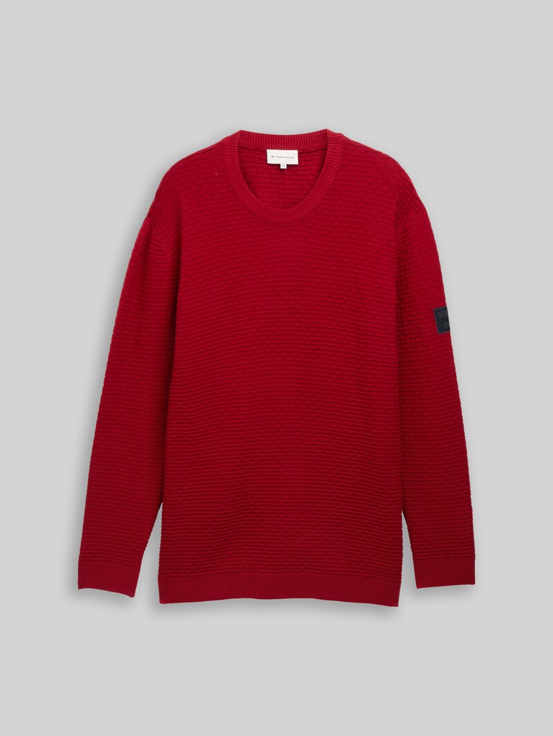 Tom Tailor Plus Size - Strickpullover mit Rundhalsausschnitt - Coach Red