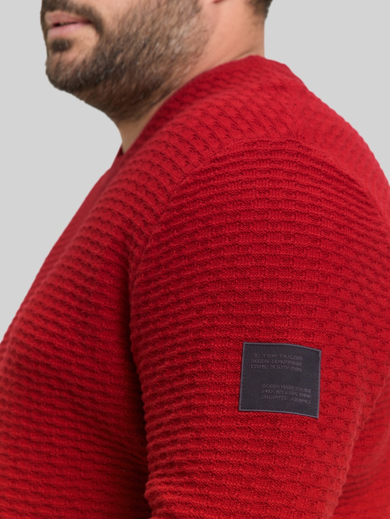 Tom Tailor Plus Size - Strickpullover mit Rundhalsausschnitt - Coach Red