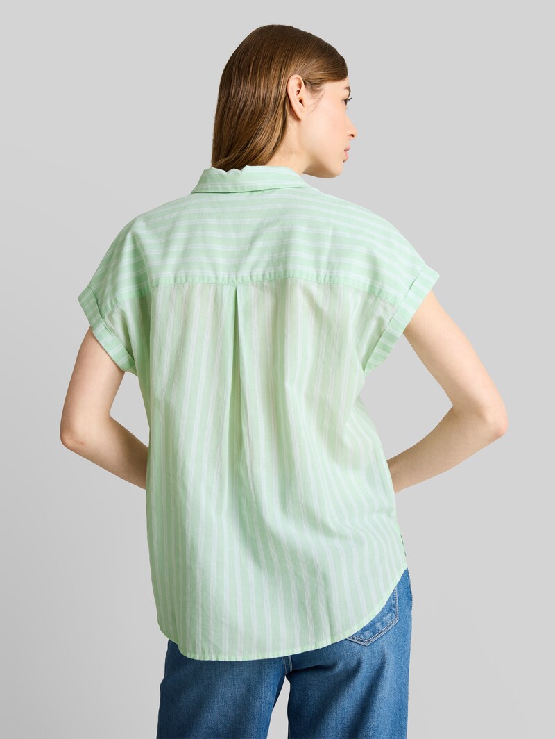 Tom Tailor Bluse mit Streifenmuster - Matcha Green White Stripe