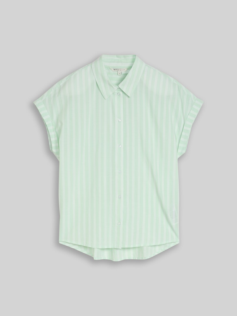 Tom Tailor Bluse mit Streifenmuster - Matcha Green White Stripe