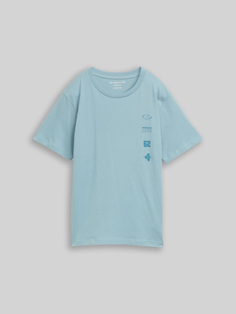 Tom Tailor T-Shirt mit Print aus Baumwolle - Light Teal