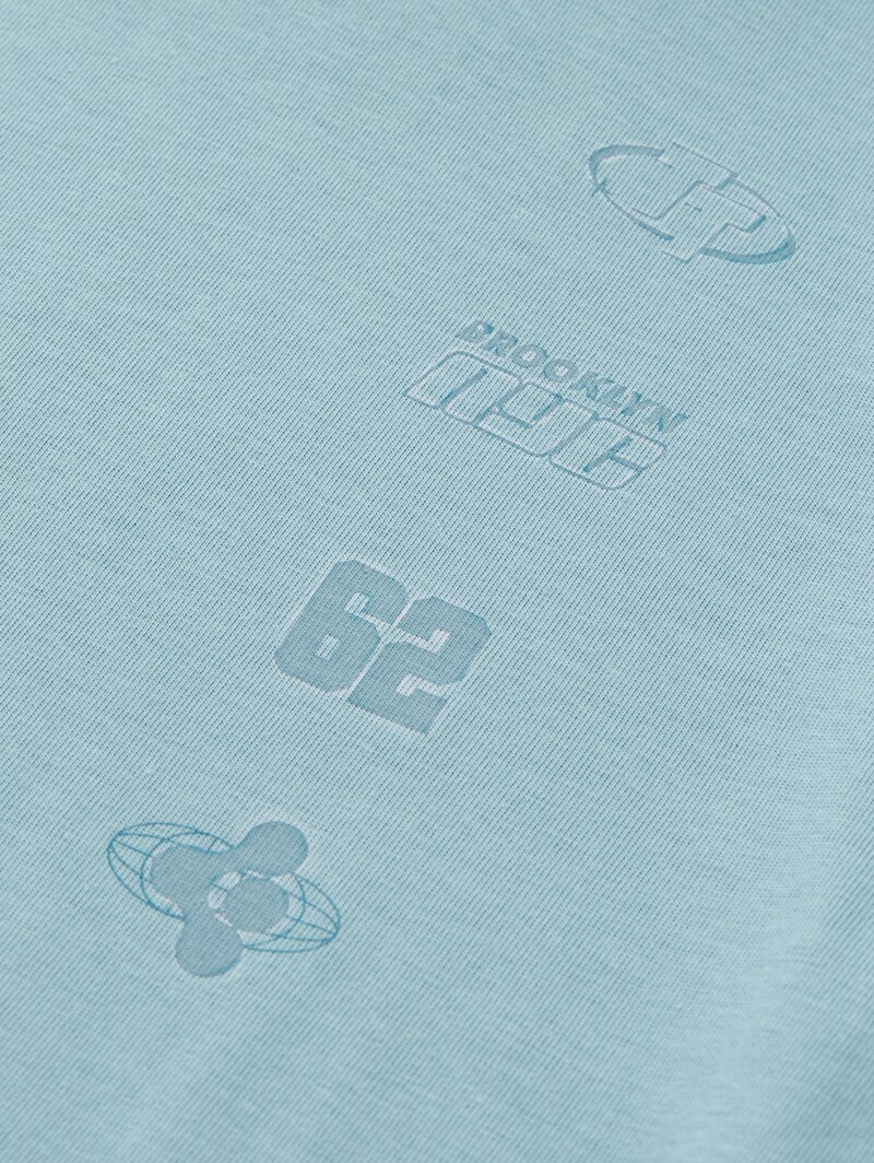 Tom Tailor T-Shirt mit Print aus Baumwolle - Light Teal