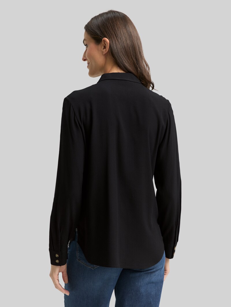 Tom Tailor Hemdbluse mit Brusttaschen - Deep Black
