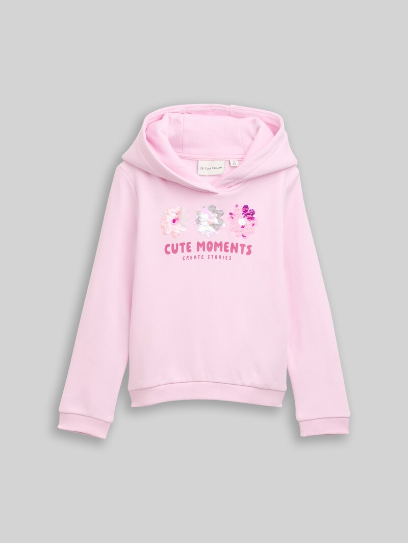 Tom Tailor Hoodie Sweatshirt mit Wendepailletten - Peachskin