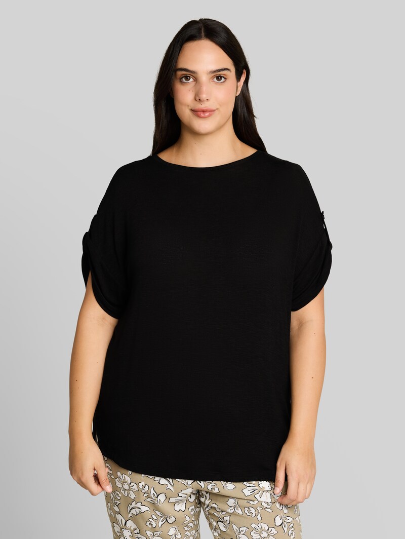 Tom Tailor Plus Size - T-Shirt mit Turn-Up-Funktion - Deep Black Tom Tailor Plus Size - T-Shirt mit Turn-Up-Funktion - Deep Black