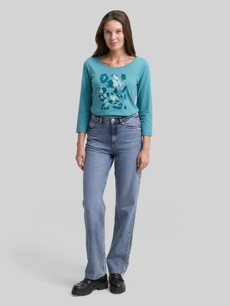 Tom Tailor Langarmshirt mit Print - Tropical Teal