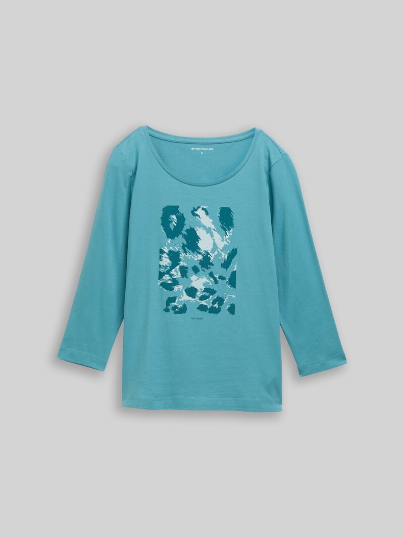 Tom Tailor Langarmshirt mit Print - Tropical Teal