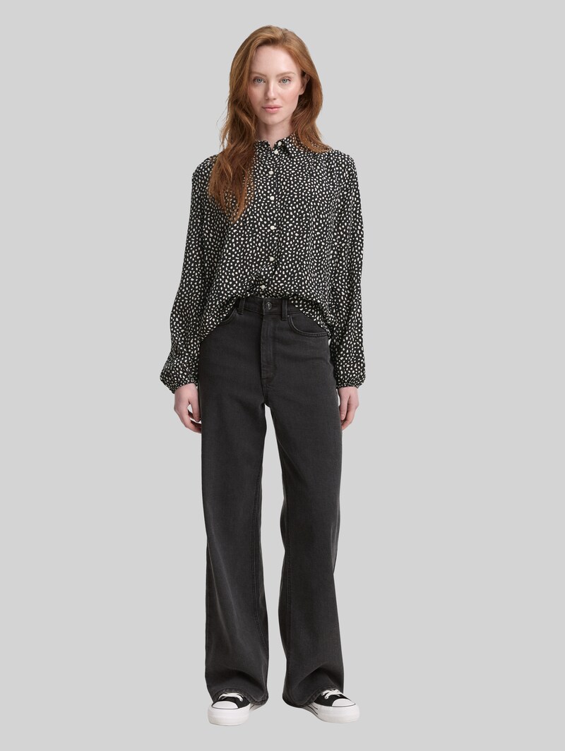 Tom Tailor Hemdbluse mit Muster - Black White Dotted Print