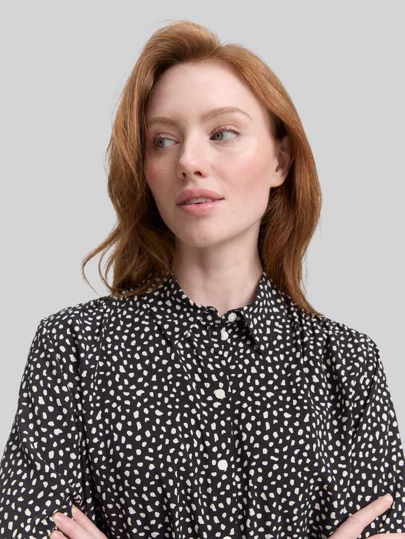 Tom Tailor Hemdbluse mit Muster - Black White Dotted Print