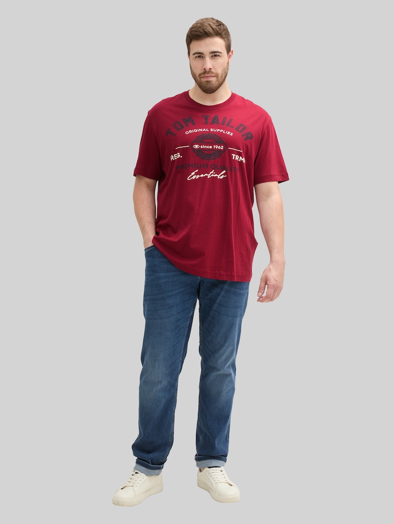 Tom Tailor Plus Size - T-Shirt mit Logo Print - Deep Red