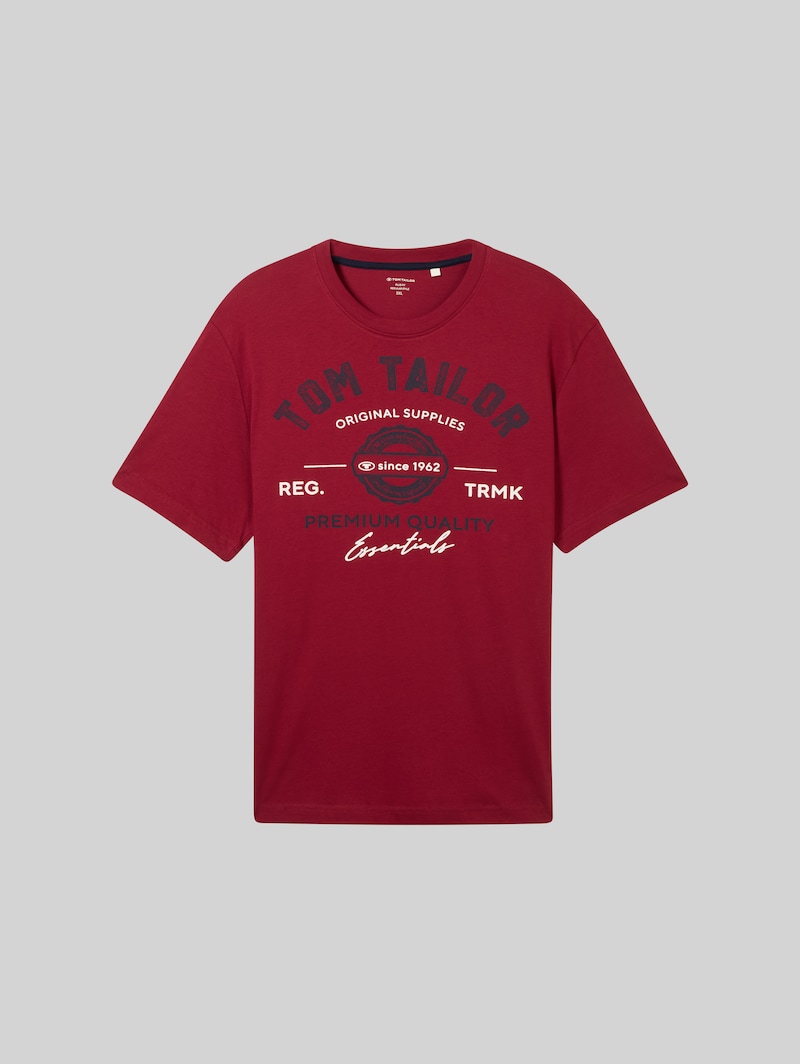 Tom Tailor Plus Size - T-Shirt mit Logo Print - Deep Red