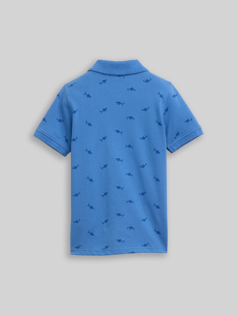 Tom Tailor Piqué Poloshirt mit Stickerei - Small Blue Shark Print Tom Tailor Piqué Poloshirt mit Stickerei - Small Blue Shark Print