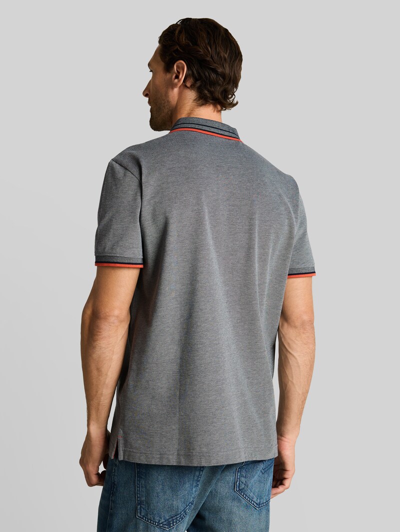 Tom Tailor Piqué Poloshirt mit Logo-Print - Greyish Green Two Tone Pique