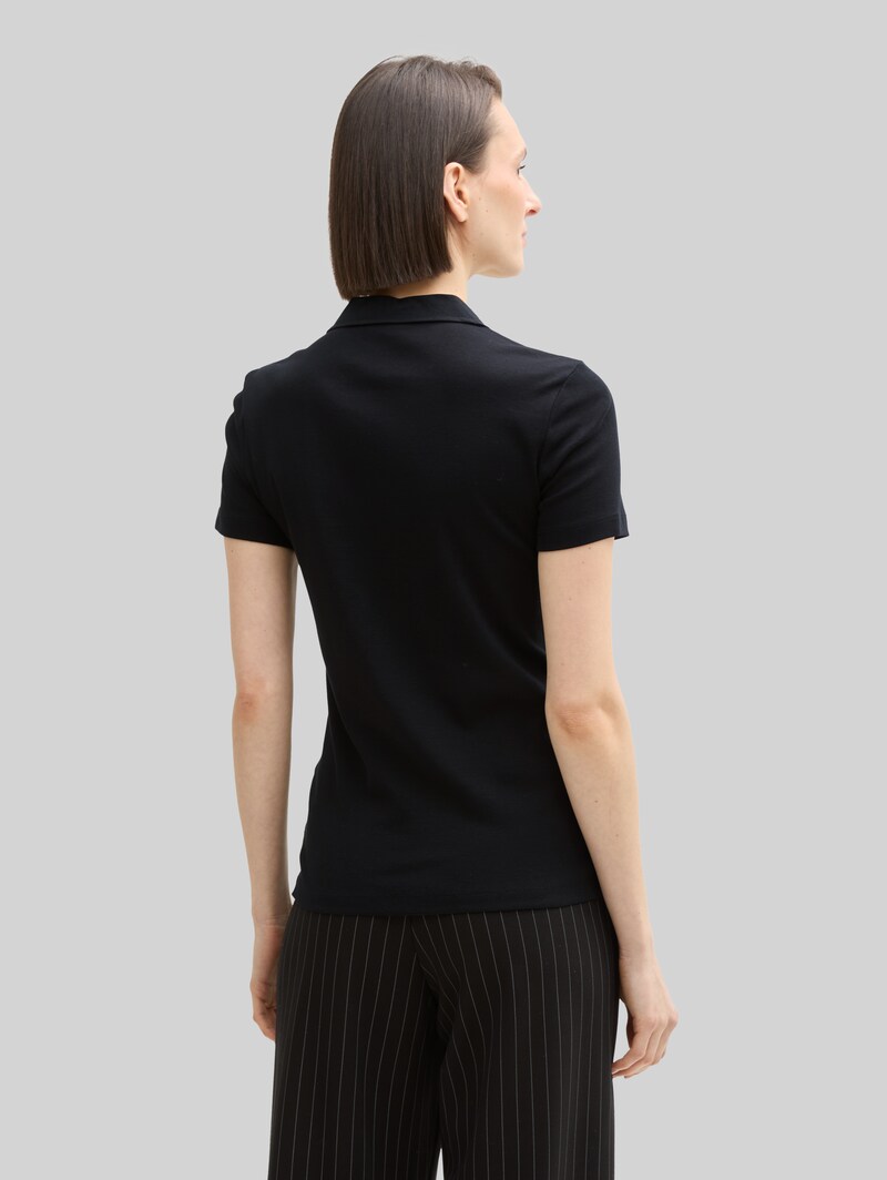 Tom Tailor Basic Poloshirt mit Logo-Stickerei - Deep Black