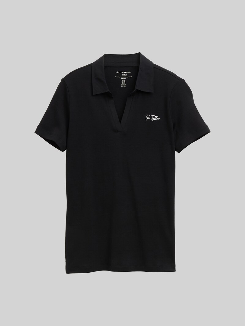 Tom Tailor Basic Poloshirt mit Logo-Stickerei - Deep Black