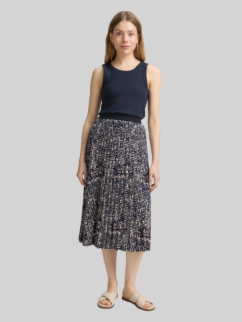 Tom Tailor Plissee Midi-Rock - Navy Abstract Dot Design