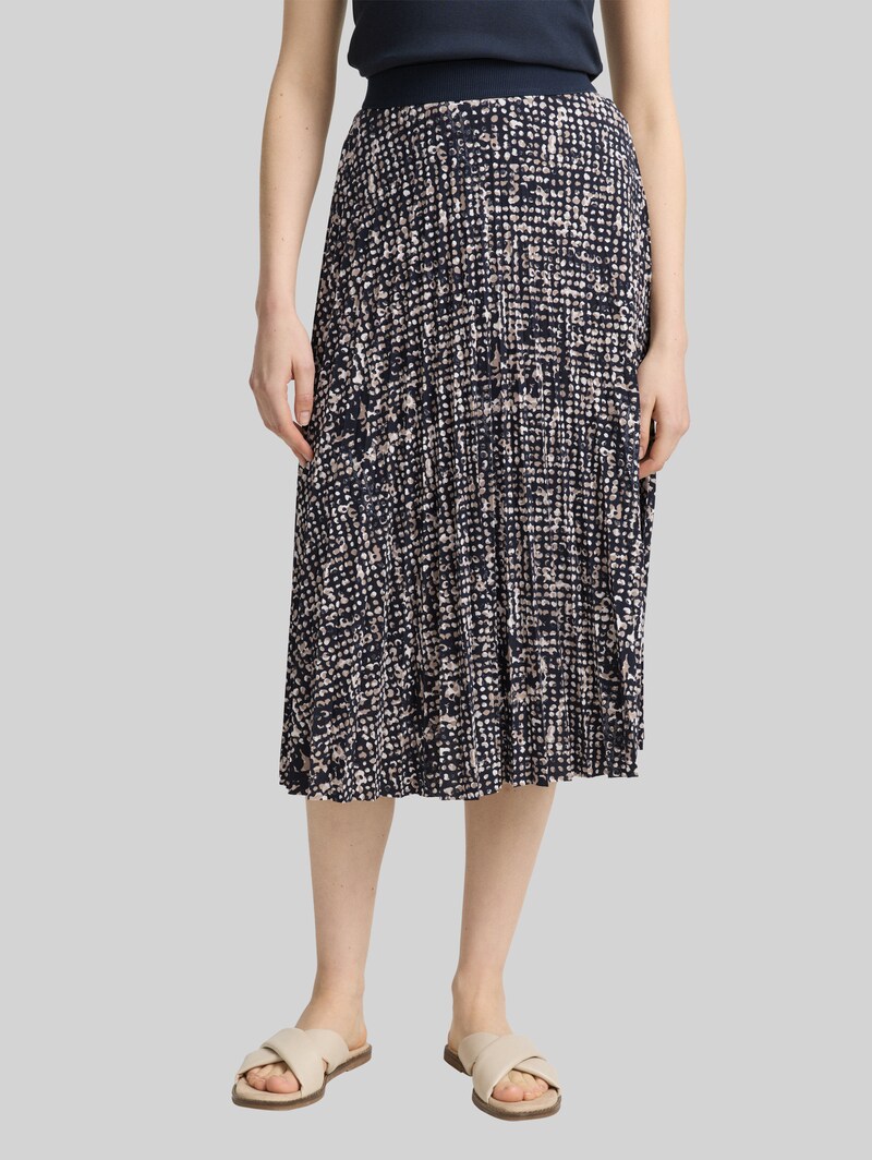 Tom Tailor Plissee Midi-Rock - Navy Abstract Dot Design