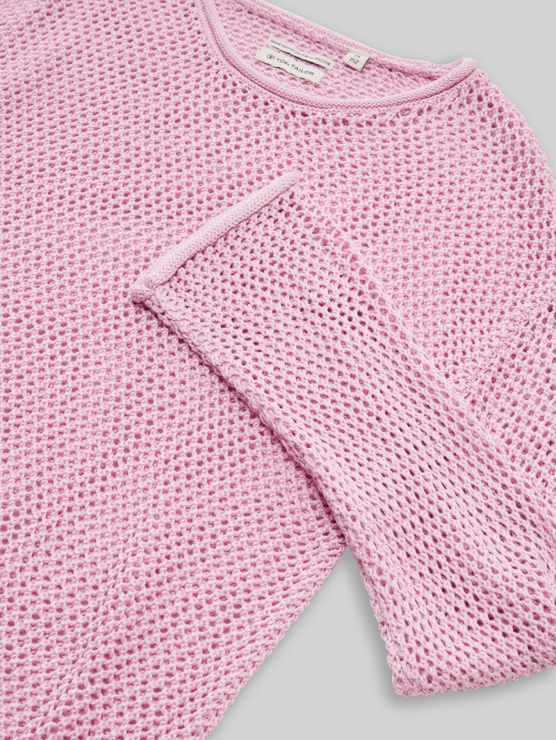 Tom Tailor Cropped Strickpullover - Cold Pink