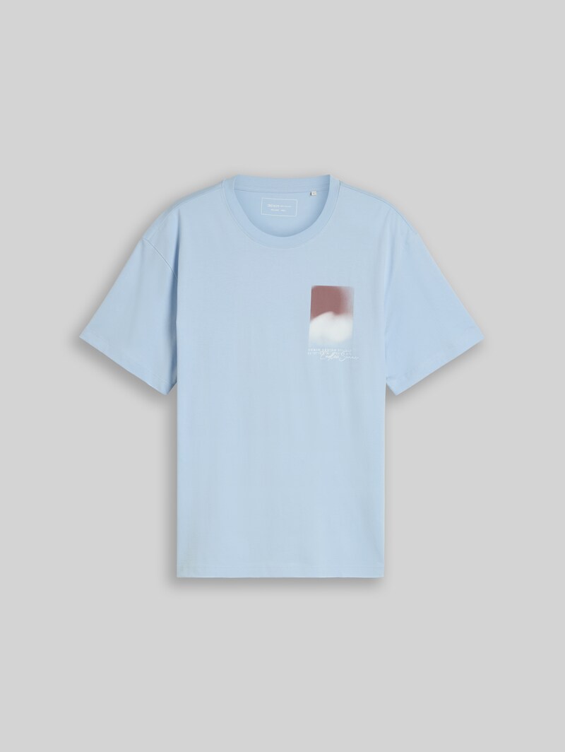 Tom Tailor Relaxed Fit T-Shirt mit Print - Light Metal Blue