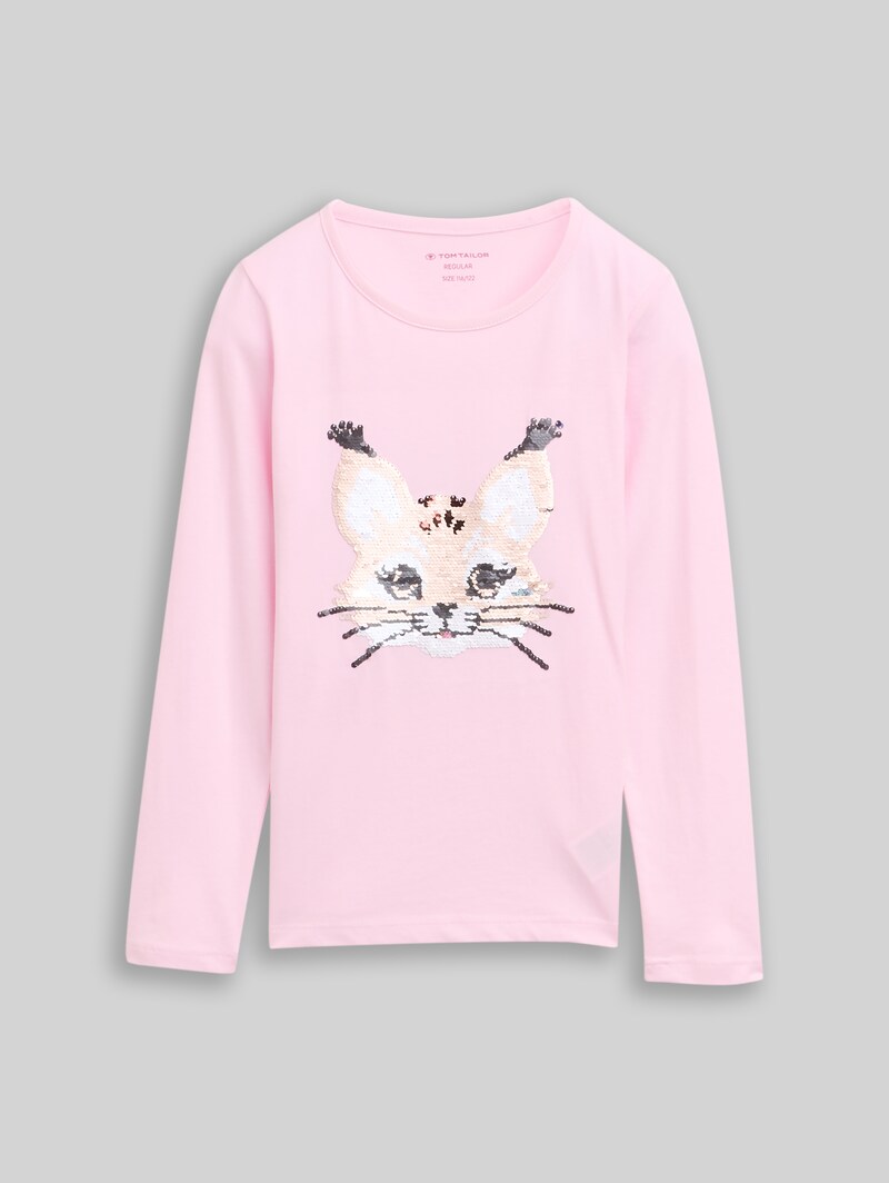 Tom Tailor Langarmshirt mit Wendepailletten - Peachskin