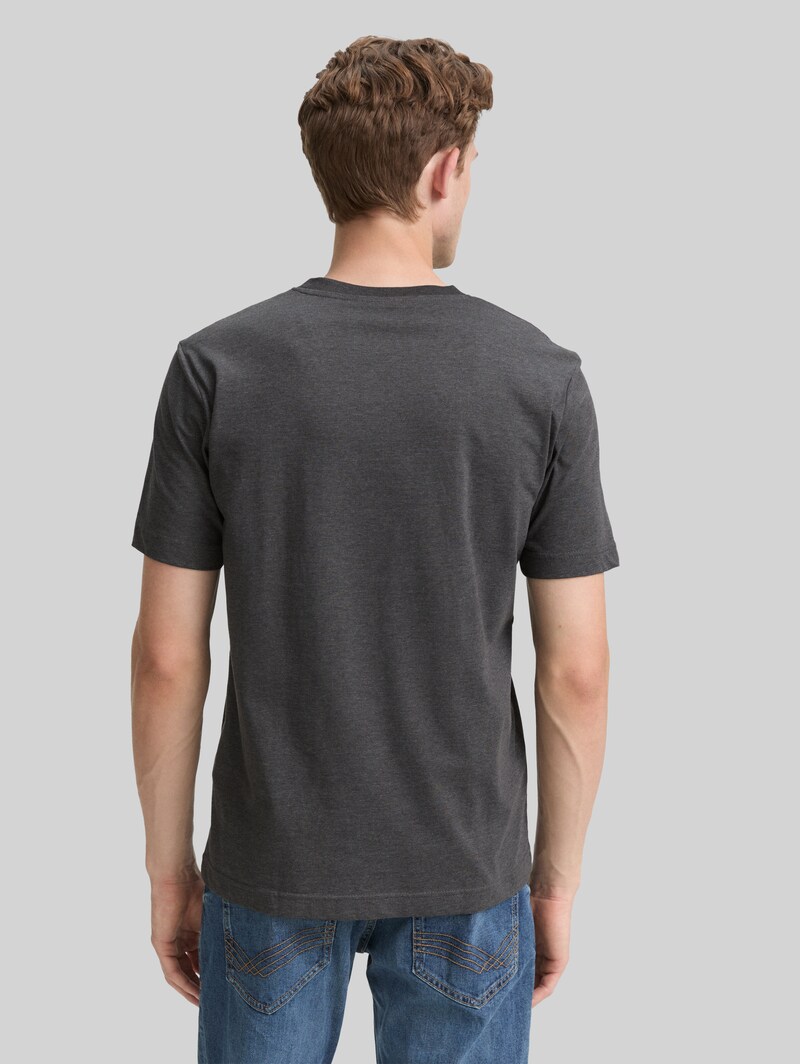 Tom Tailor T-Shirts mit V-Ausschnitt im 2er-Pack - Dark Grey Melange