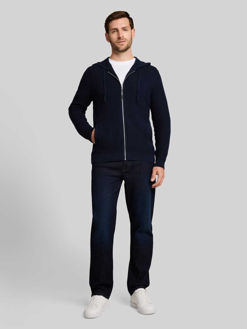 Tom Tailor Strickjacke mit Kapuze - Sky Captain Blue