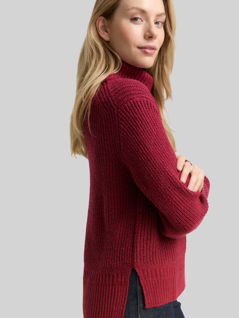 Tom Tailor Loose Fit Rollkragenpullover - Rumba Red Melange