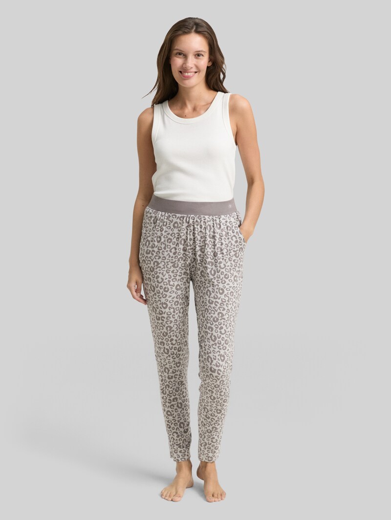 Tom Tailor Pyjama-Hose mit Leo-Print - Grey-medium-allover Tom Tailor Pyjama-Hose mit Leo-Print - Grey-medium-allover