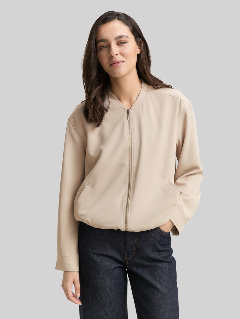 Tom Tailor Loose Fit Blouson Jacke - Soft Taupe Grey Tom Tailor Loose Fit Blouson Jacke - Soft Taupe Grey