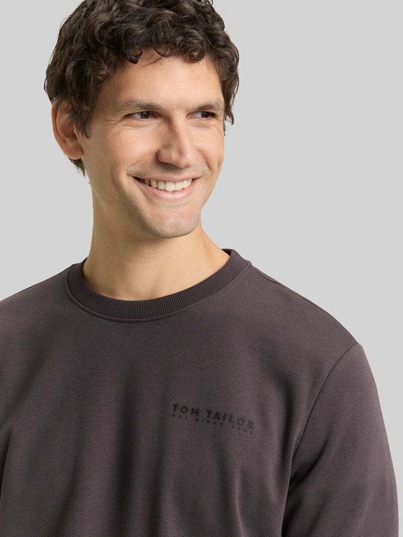 Tom Tailor Sweatshirt mit Logo-Print - Tarmac Grey