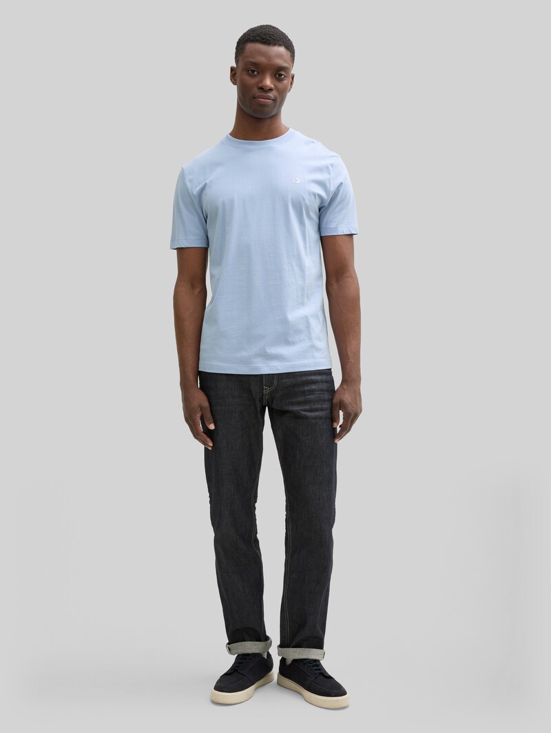 Tom Tailor Basic T-Shirt mit Logo-Print - Brunnera Blue