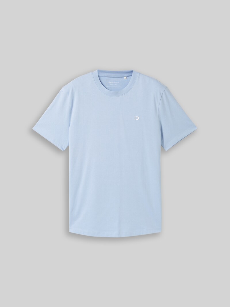 Tom Tailor Basic T-Shirt mit Logo-Print - Brunnera Blue
