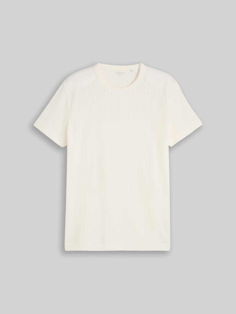 Tom Tailor T-Shirt mit Waffelstruktur - Gardenia White