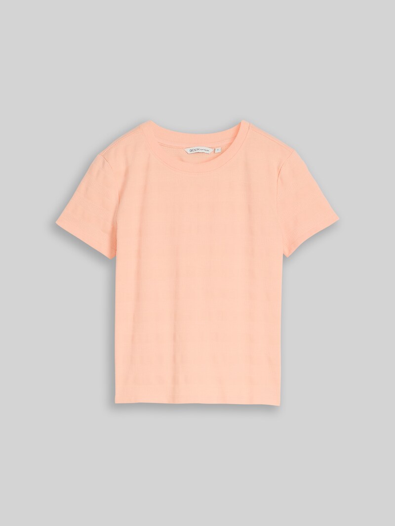Tom Tailor Jacquard T-Shirt mit Rundhalsausschnitt - Orange Parfait