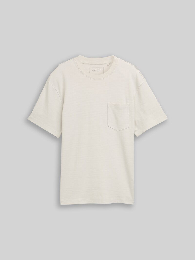 Tom Tailor Relaxed Fit T-Shirt mit Brusttasche - Greyish White