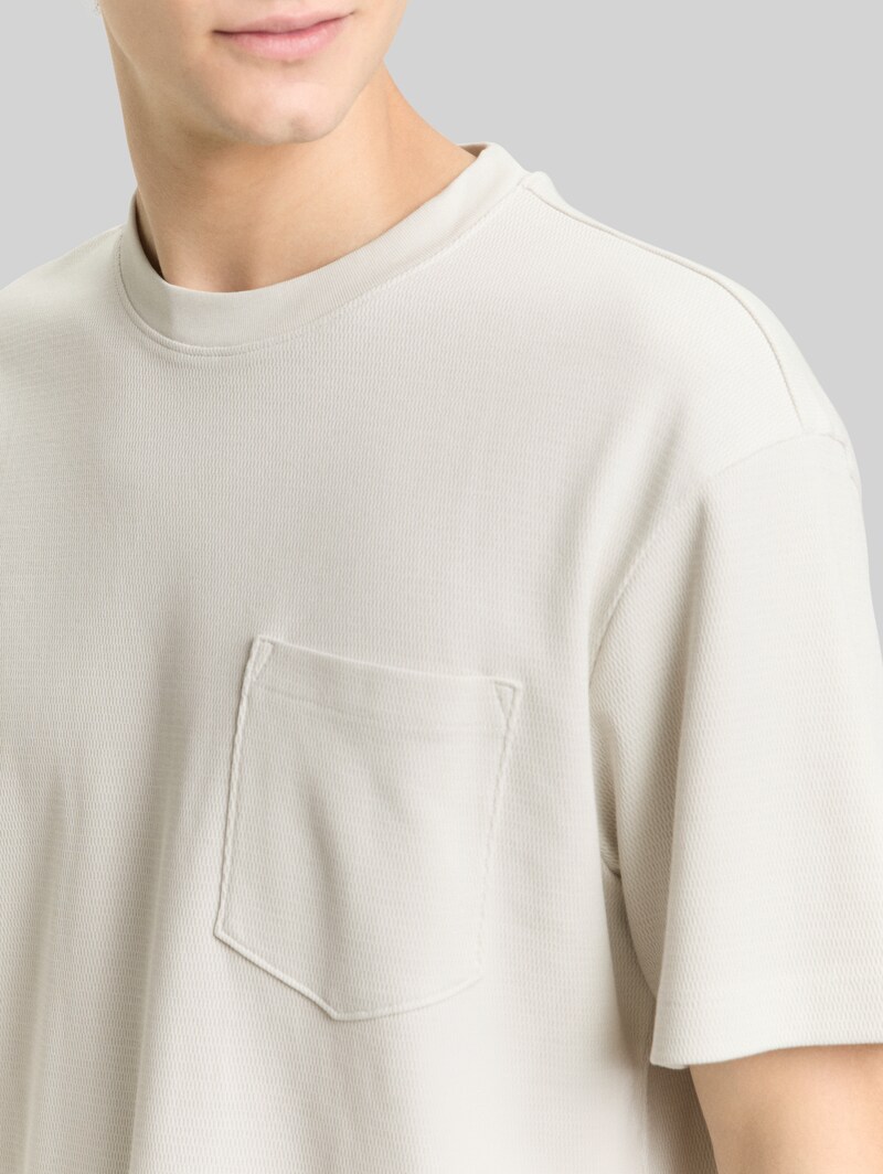 Tom Tailor Relaxed Fit T-Shirt mit Brusttasche - Greyish White