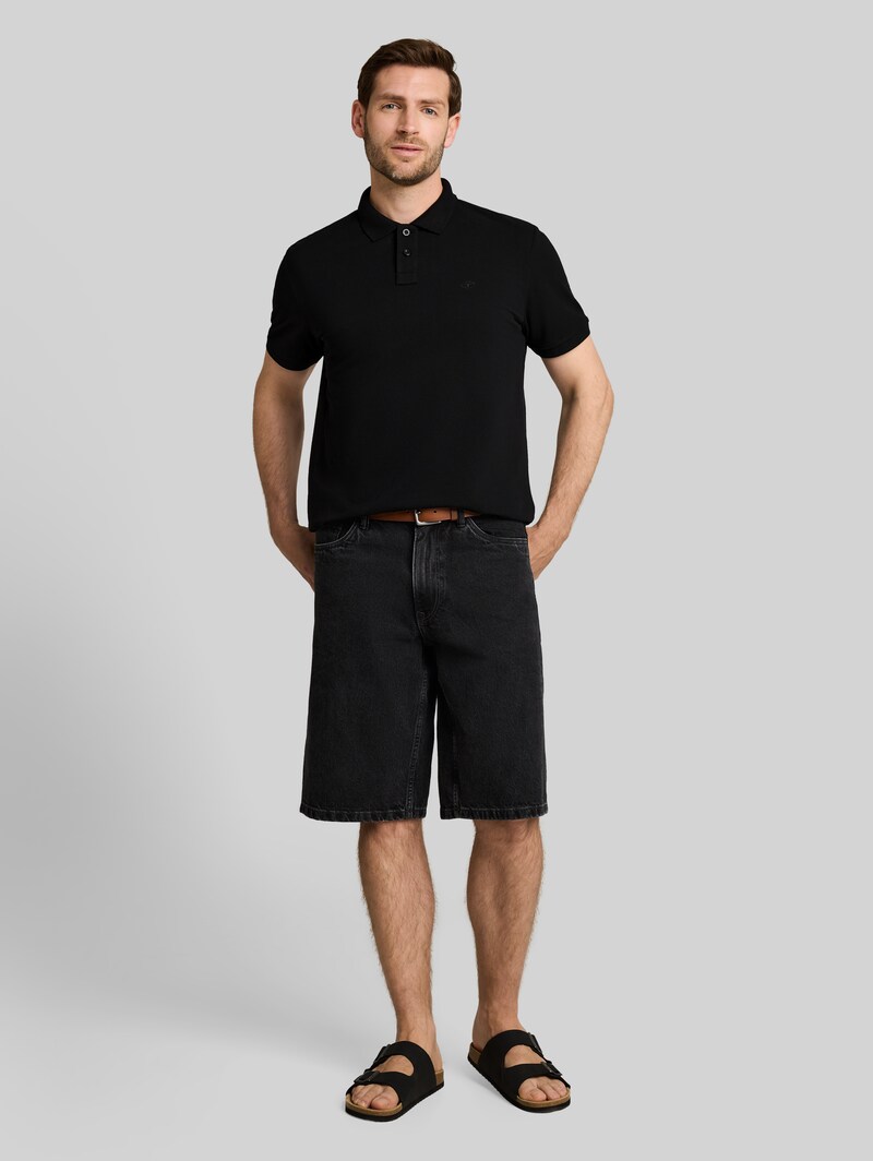 Tom Tailor Piqué Poloshirt mit Logo-Stickerei - Black