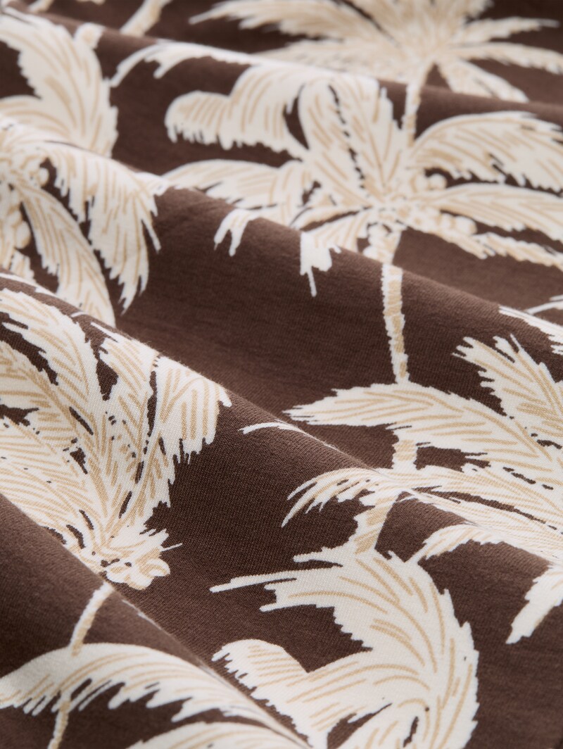 Tom Tailor Fitted Midi-Kleid mit Knotendetail - Brown Palmtree Print