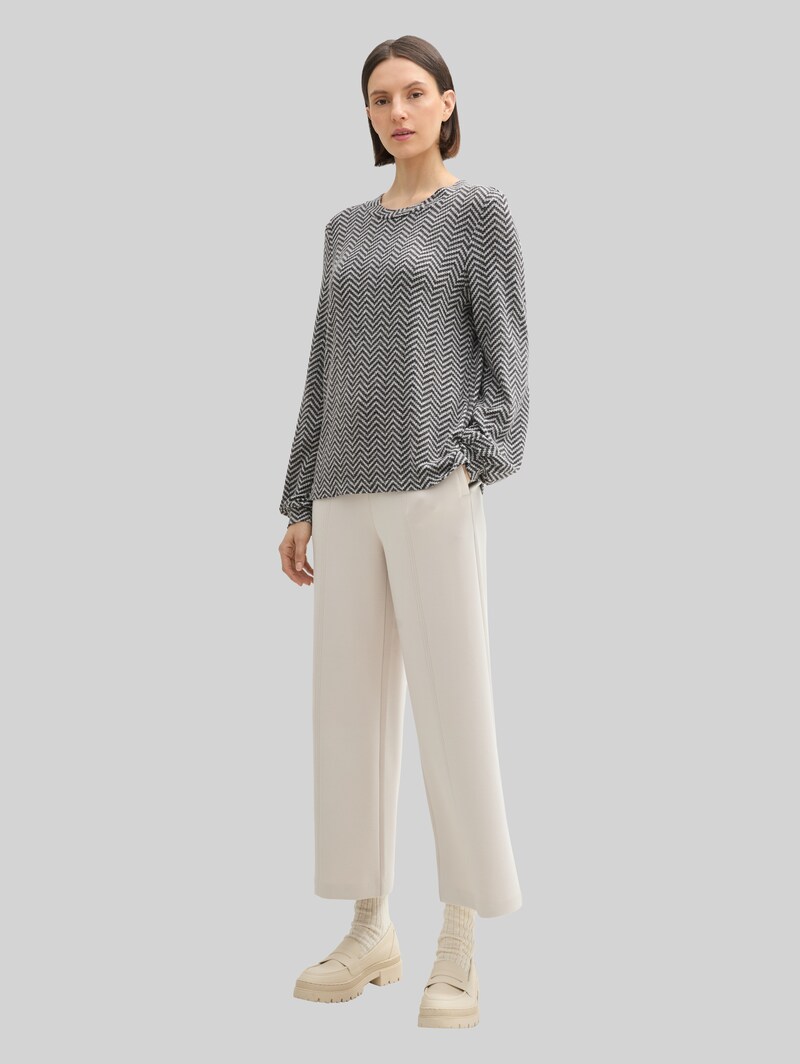 Tom Tailor Langarmshirt mit Muster - Printed Heringbone Structure