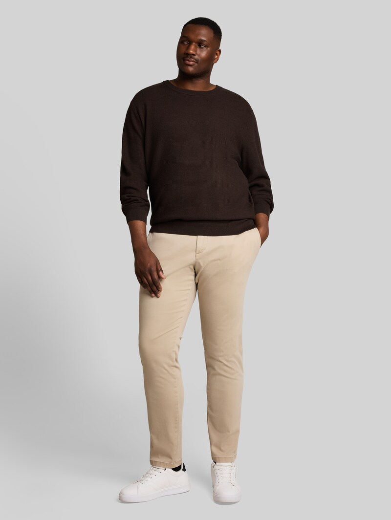 Tom Tailor Plus Size - Strickpullover aus Baumwolle - Dark Chocolate Brown Melange