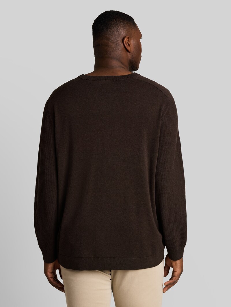 Tom Tailor Plus Size - Strickpullover aus Baumwolle - Dark Chocolate Brown Melange