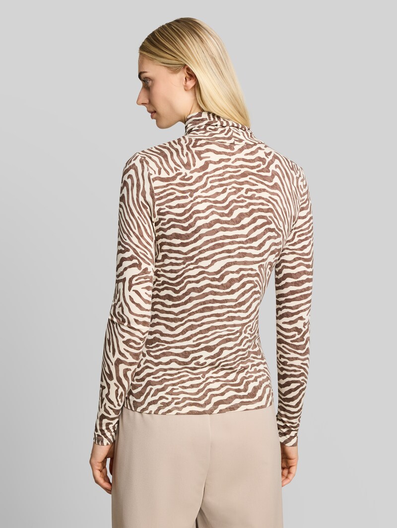 Tom Tailor Rollkragenshirt mit Muster - Brown Beige Zebra Print