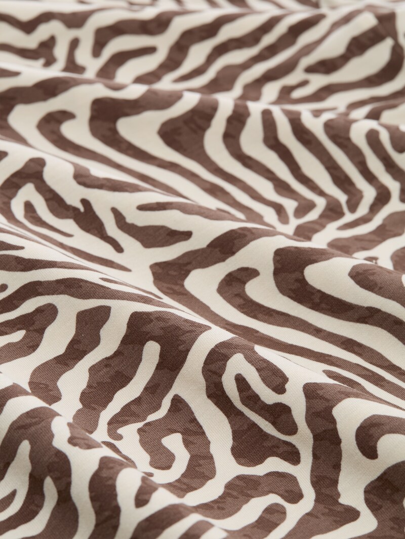 Tom Tailor Rollkragenshirt mit Muster - Brown Beige Zebra Print