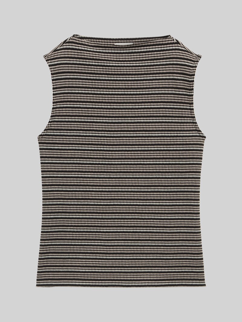 Tom Tailor Jacquard Top mit Stehkragen - Black Knit Structure Stripe